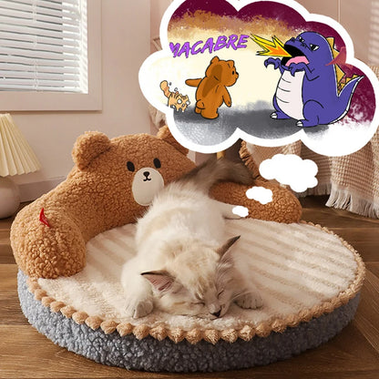 TeddLar™ - Round Teddy Bear Sofa Bed for Small Dog