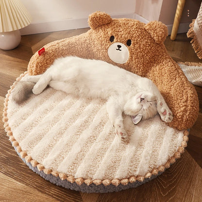 TeddLar™ - Round Teddy Bear Sofa Bed for Small Dog